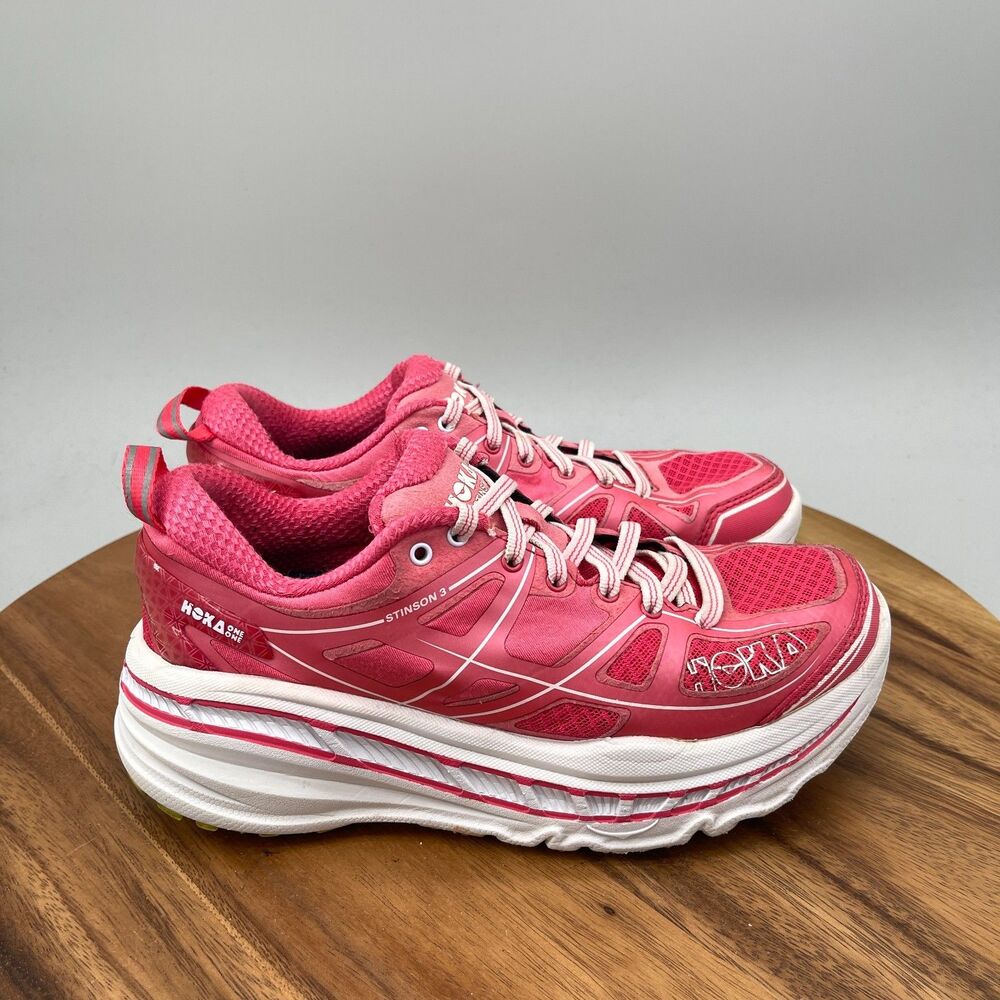 Hoka One One Stinson 3 ATR Shoes Womens Size 6.5 Pink Trail Running Hiking
